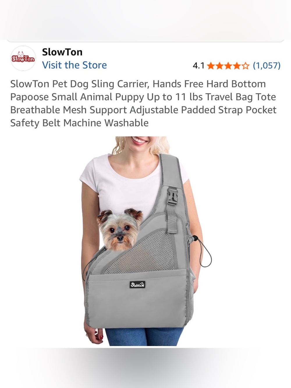 Pet Sling Bag in light grey - NEW